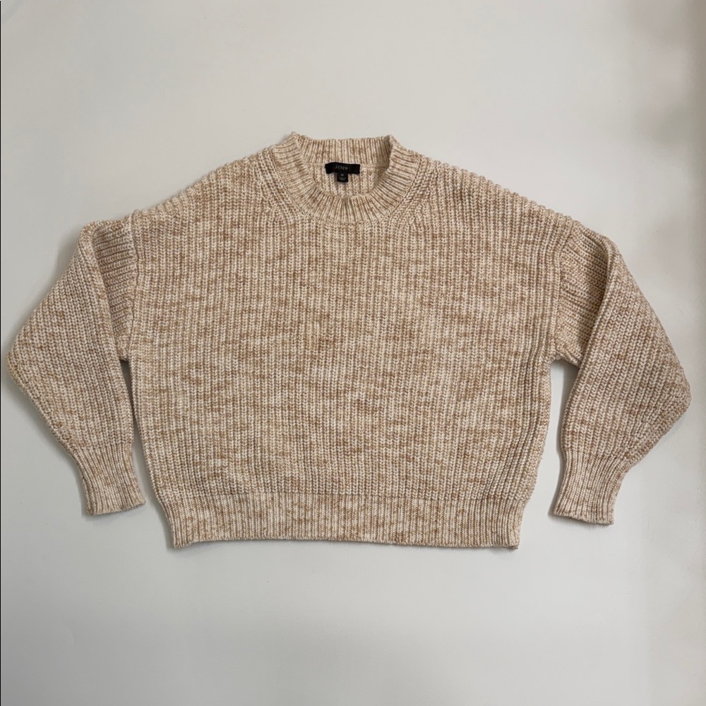 J.‎ Crew Re-Imagined Chunky Knit Sweater Oatmeal Cotton Blend Size Medium